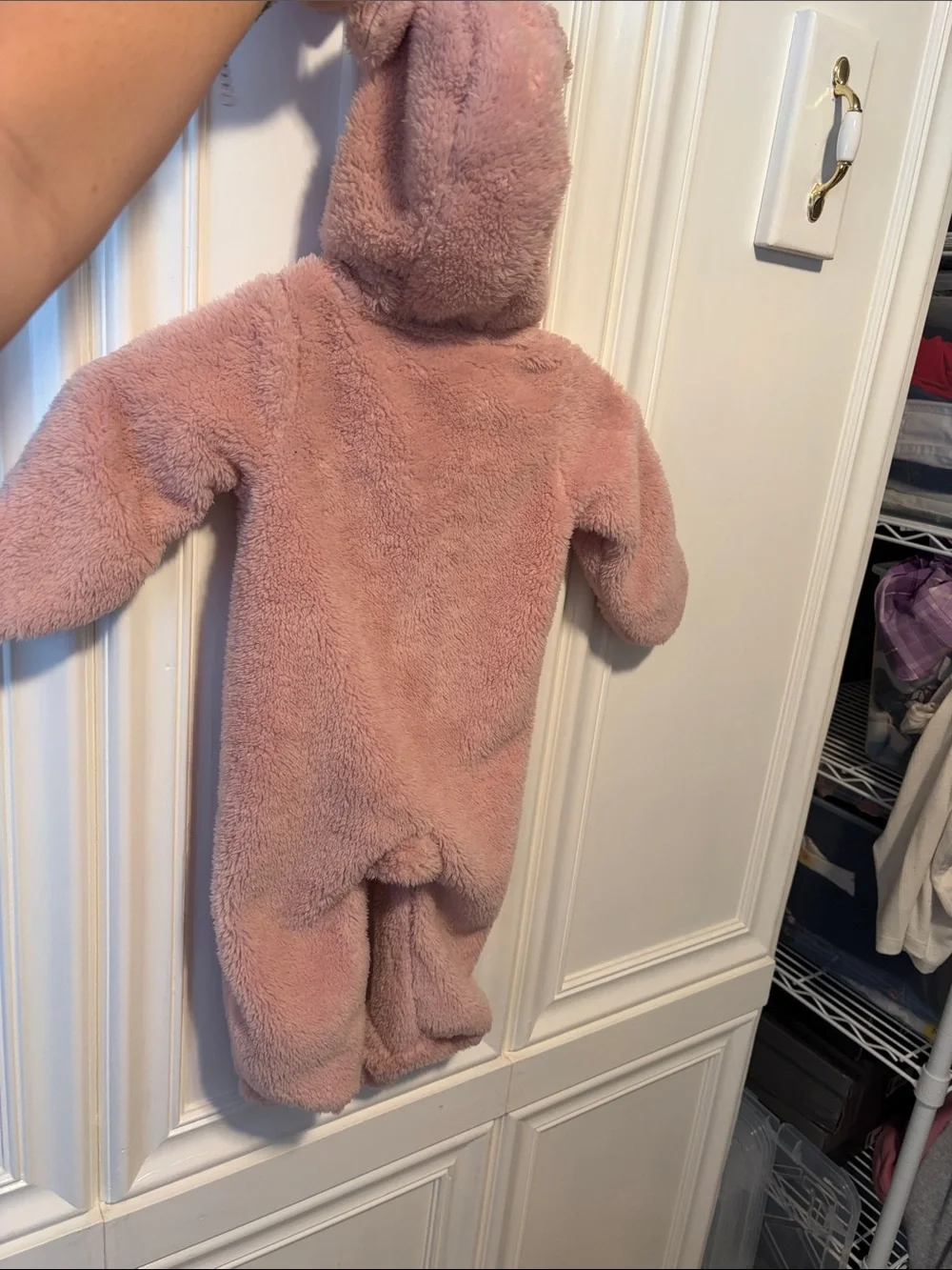 NWOT Carter's Pink Bear Fuzzy Footed One-Piece Jacket